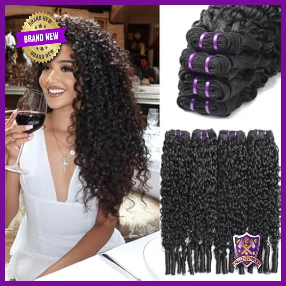 Virgin Water Wave Human Hair Extensions 4 Bundles 14-20 Inch Spiral Ends